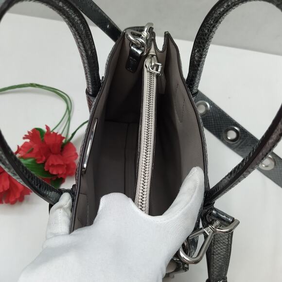 MICHAEL KORS Mercer Metallic Gray Leather Snakeskin Embossed Crossbody Bag - Picture 10 of 16